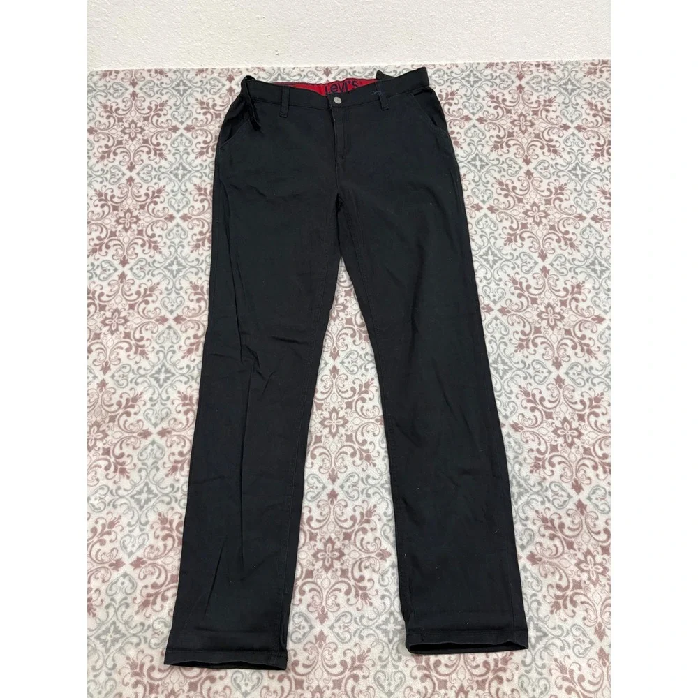 Levis 502 Regular Taper Pants Mens 30x32 Black Twill Chino Trousers